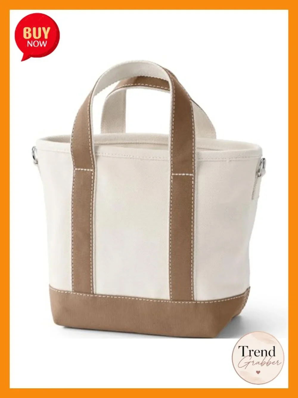 Cotton Canvas Open Top Tote with 5 Pockets - Structured Base